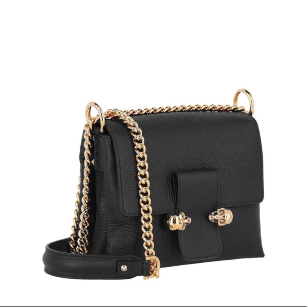 ALEXANDER MCQUEEN TWIN SKULL LEATHER CROSSBODY BAG